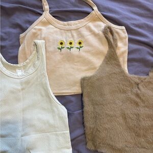 3 beige/tan cropped tanks